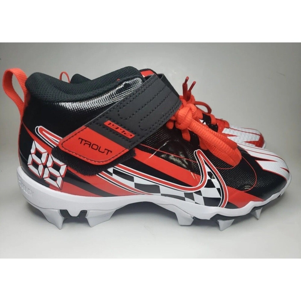 SIZE 6Y Nike Force Trout 7 GS Black Challenge Red Customizable Baseball Cleats